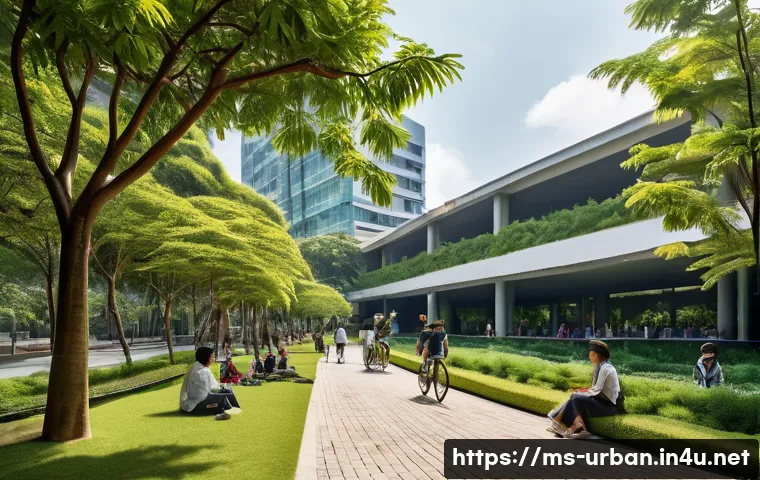 에너지효율적 도시설계 - **Prompt:** "A vibrant, sustainable Malaysian city scene during a pleasant afternoon. Wide, tree-lin...